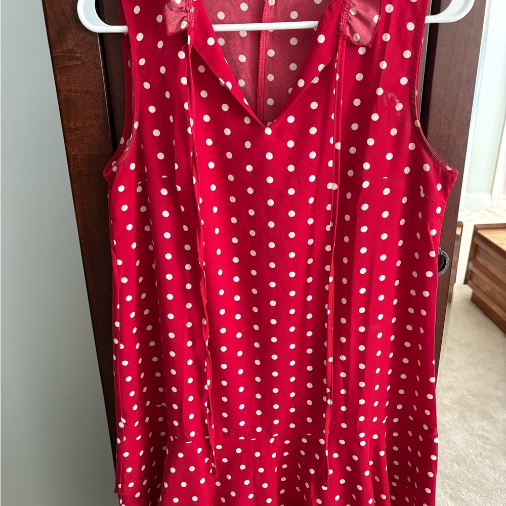 Red Sleeveless Mini Dress with Notched Collar